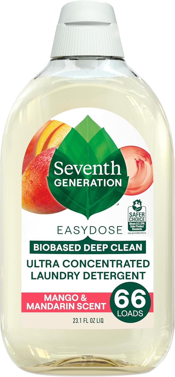 Seventh Generation EasyDose Laundry Detergent, Ultra Concentrated: 66 Loads, Free & Clear Designed for Sensitive Skin, 23.1 Fl Oz