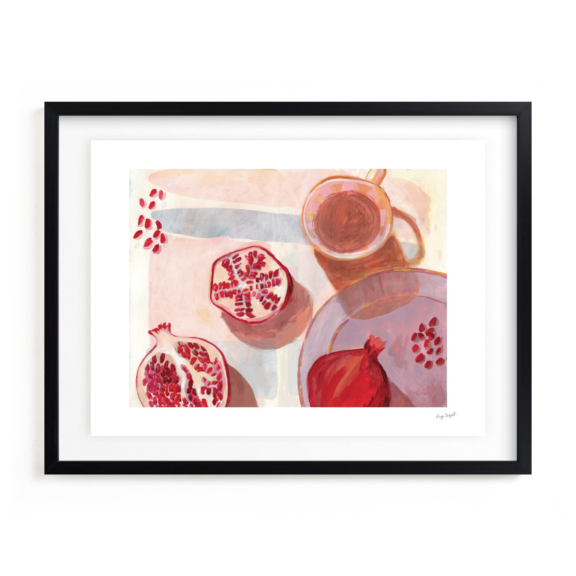 Pomegranate Flatlay Study Limited Edition Kitchen Art by Minted