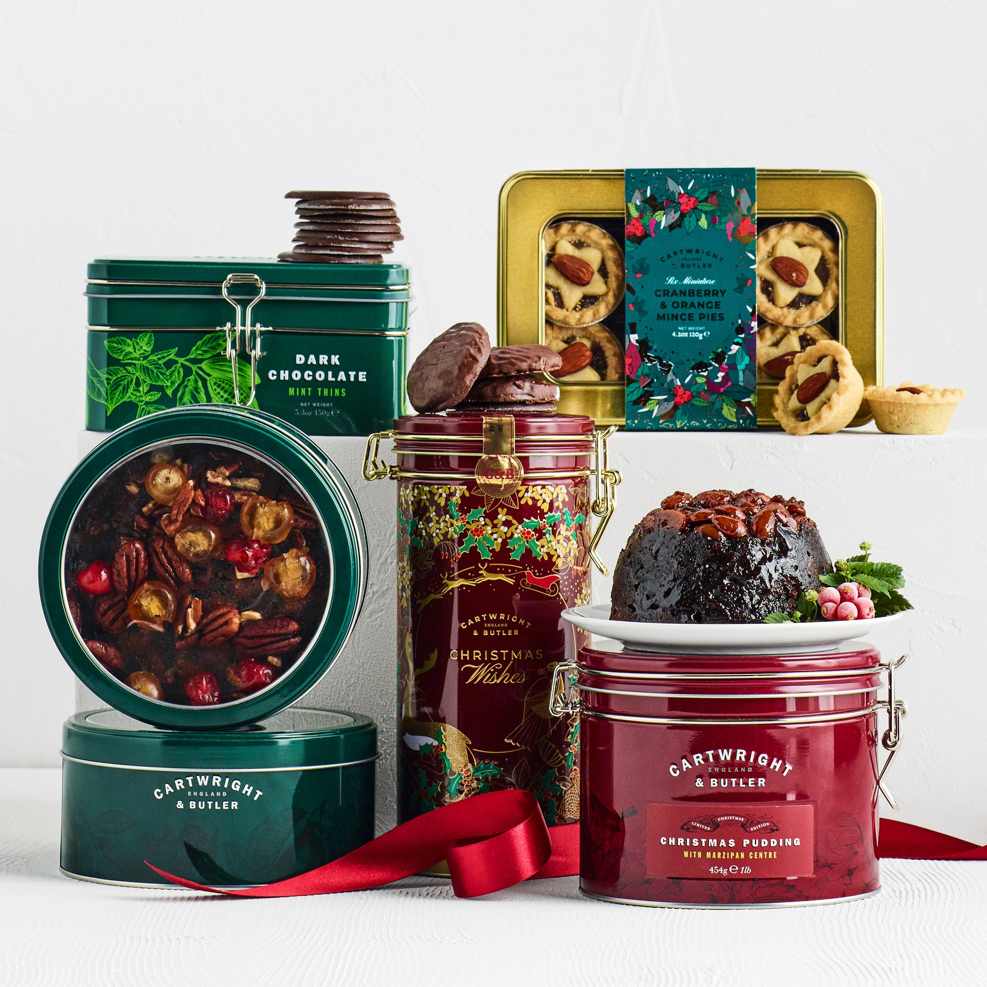 Cartwright & Butler Christmas Pudding with Marzipan Tin, Serves 18
