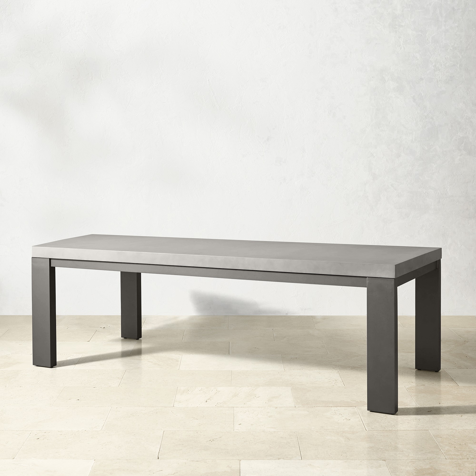 Larnaca Outdoor Slate Grey Metal Fiberstone Dining Table (96