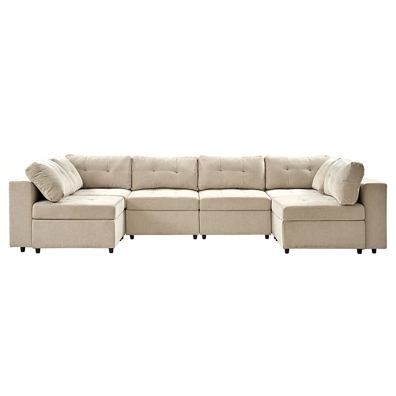 Raquel Sectional Six-Seat Storage Full Armrests Sofa