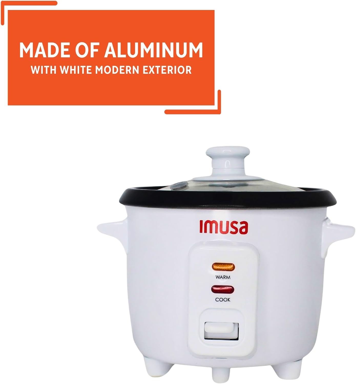 IMUSA USA GAU-00011 Electric Nonstick Rice Cooker 3-Cup (Uncooked) 6-Cup (Cooked), White