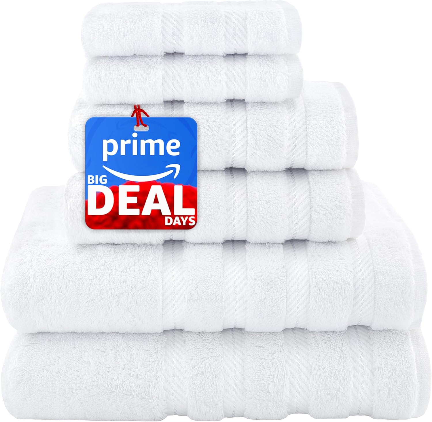 American Soft Linen Luxury 6 Piece Towel Set, 2 Bath Towels 2 Hand Towels 2 Washcloths, 100% Cotton Turkish Towels for Bathroom, Light Grey Towel Sets