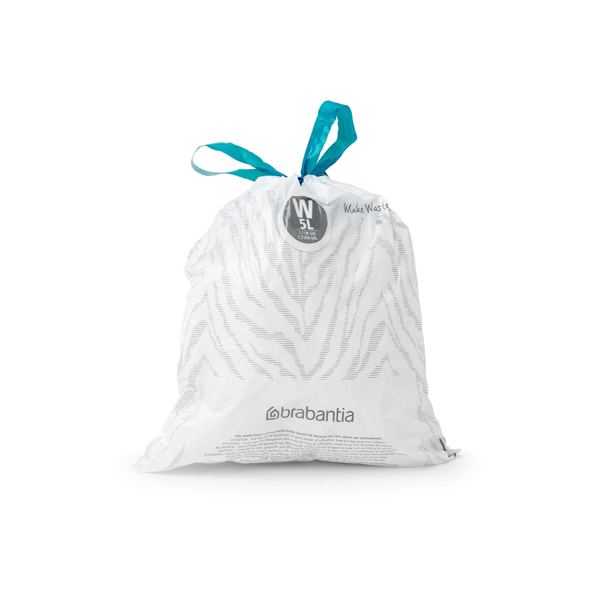 Brabantia PerfectFit Trash Bags, Code W, 1.3 Gallons (5L), 200-Count