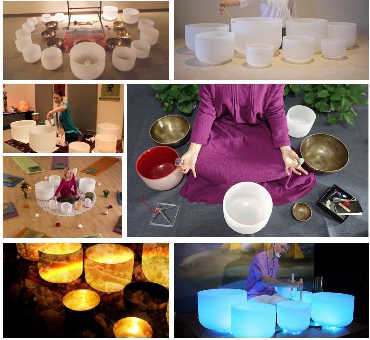 Crystal Singing Bowl Set - 7 Chakra Tuned - Complete Healing - 432 Hz - Largest Size 9” to 16”