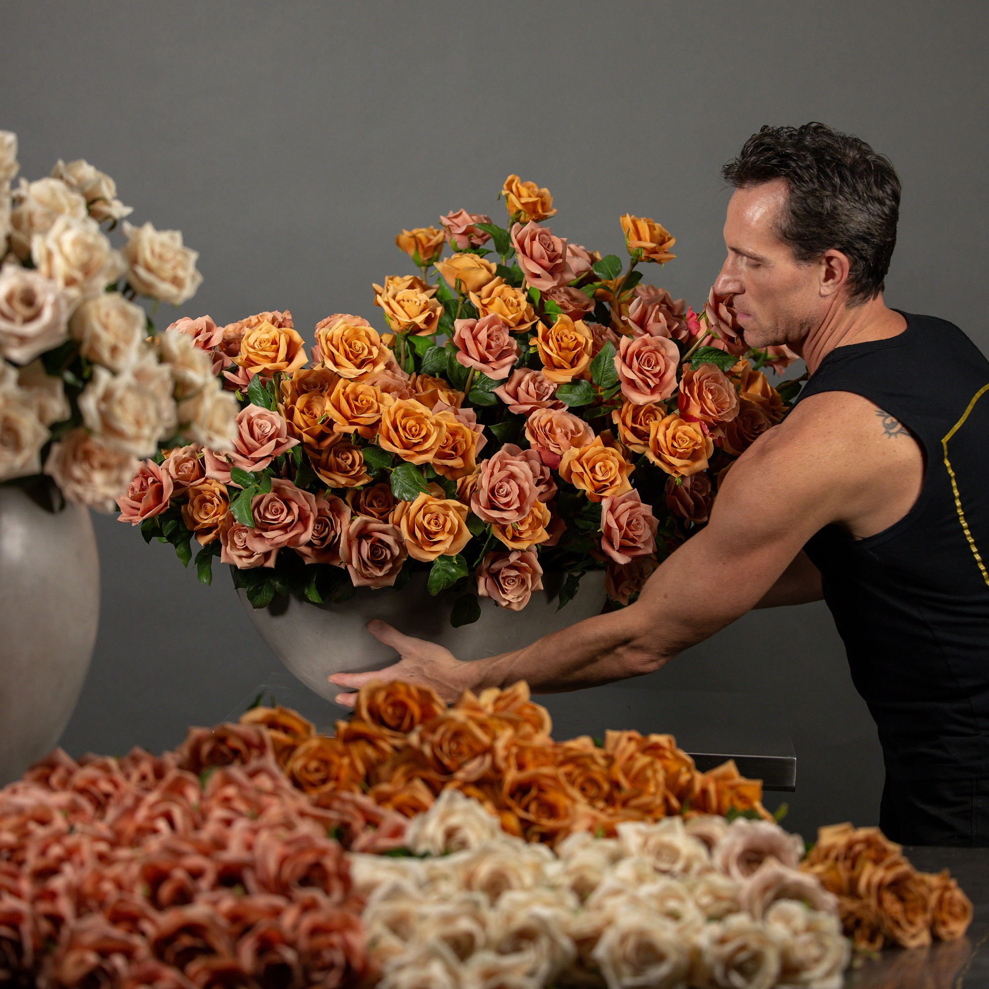 Jeff Leatham x Williams Sonoma Real Touch Faux Mocha Rose Stems, Set of 12