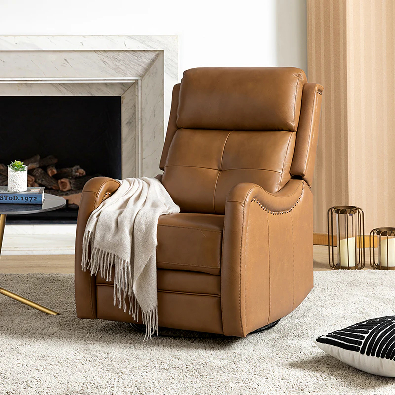 Amelia Genuine Leather Swivel Rocker Recliner