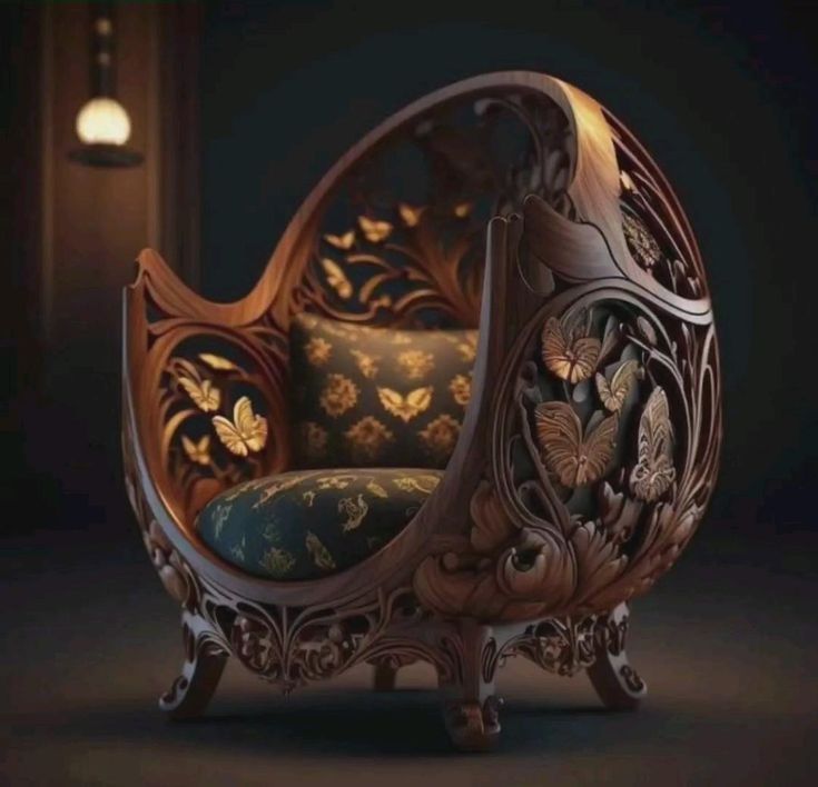 French Art Nouveau Sculptural Leaf Chair