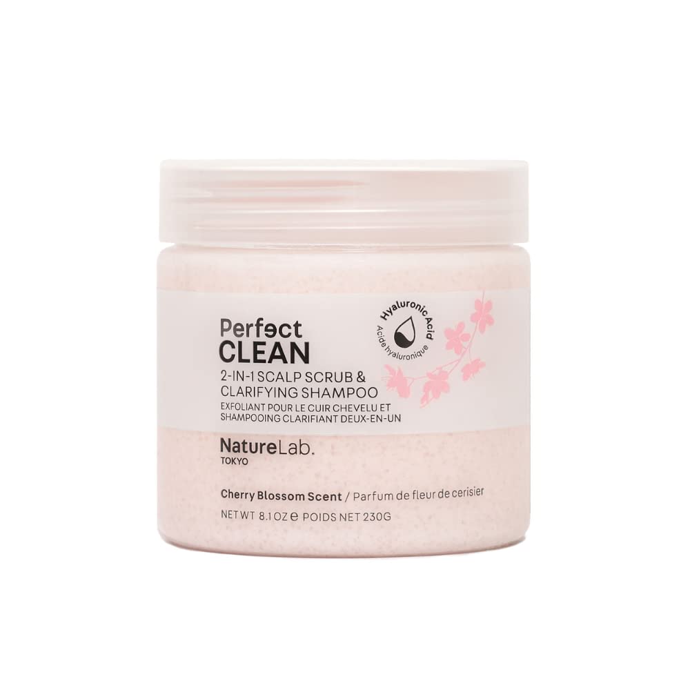 NATURELAB. TOKYO Perfect Shine Clarifying Scalp Scrub: 2-in-1 Shampoo and Scalp Scrub Hair Treatment to Clarify and Remove Product Buildup for Immense Shine I 8.1 OZ / 230G