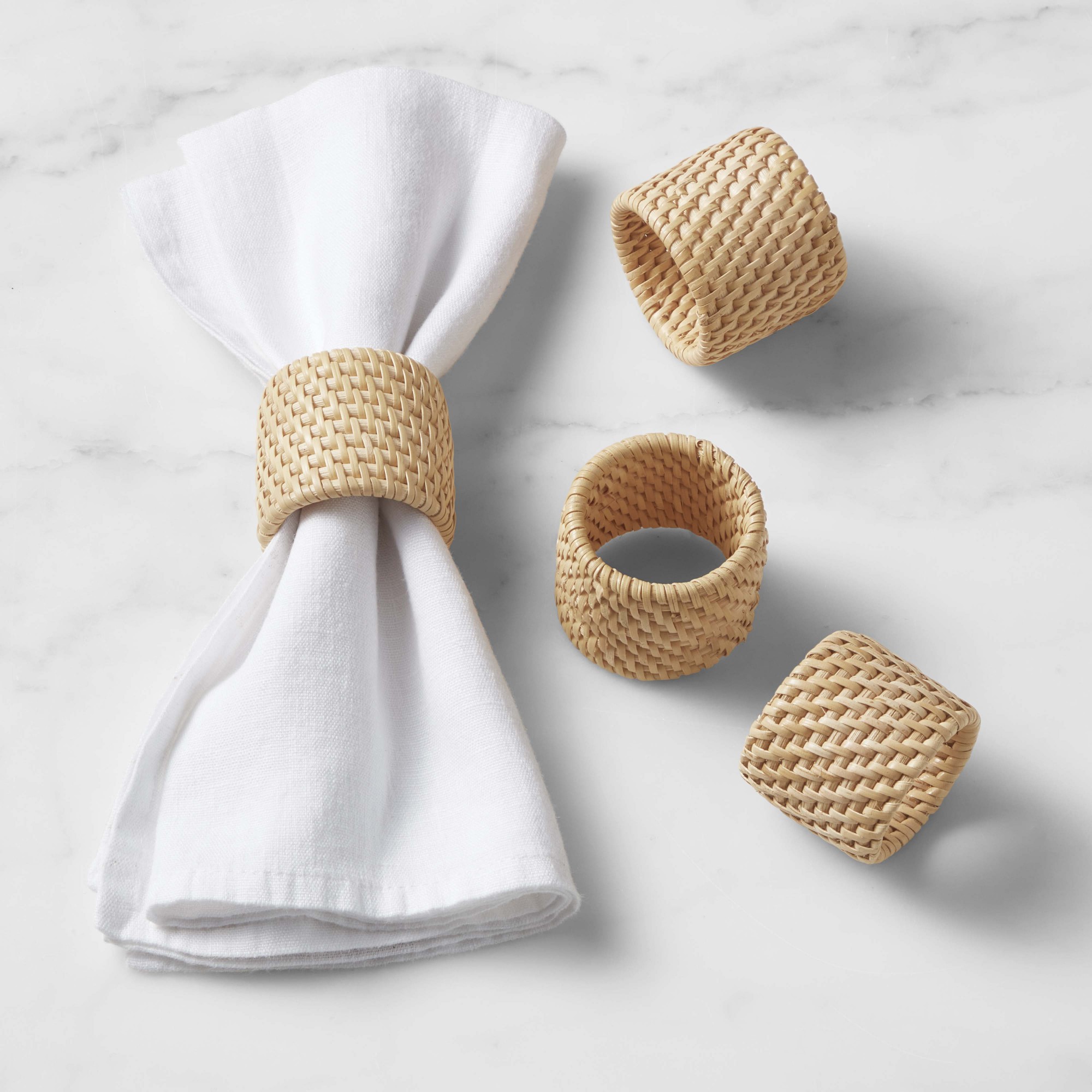 Light Woven Napkin Rings, Set of 4