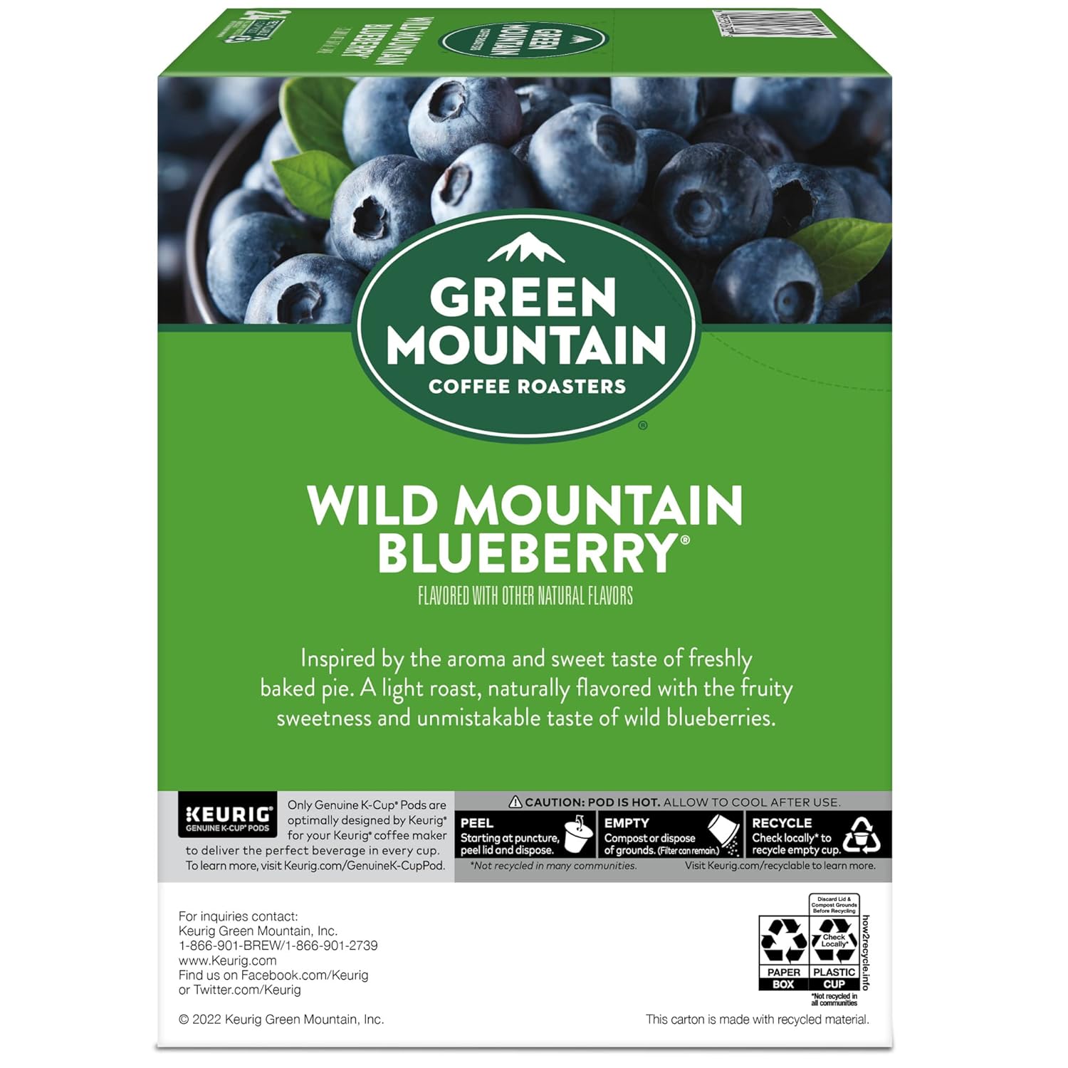 Green Mountain Coffee Roasters Caramel Vanilla Cream Keurig Single-Serve K-Cup pods, Light Roast Coffee, 72 Count (6 Packs of 12)