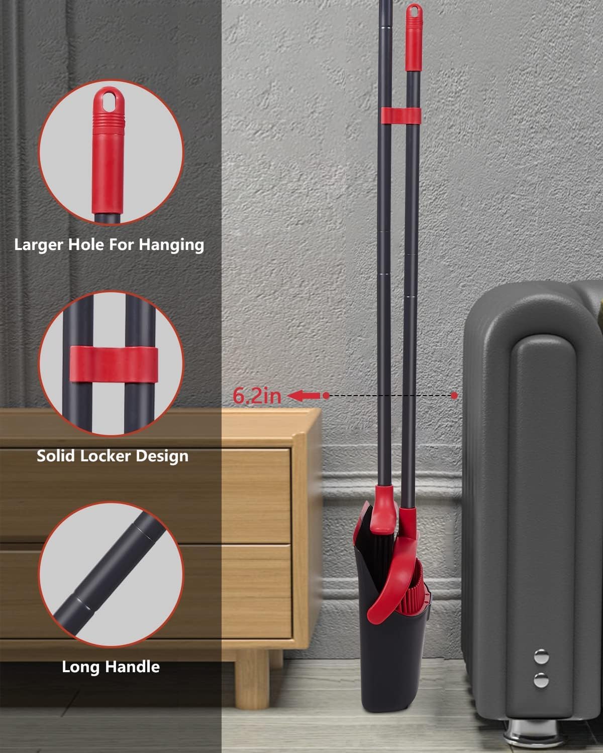 Broom and Dustpan, Broom and Dustpan Set for Home, Long Handle Broom with Dustpan, Broom and Dustpan Combo for Office Home Kitchen Lobby Floor Use Dustpan and Broom Set