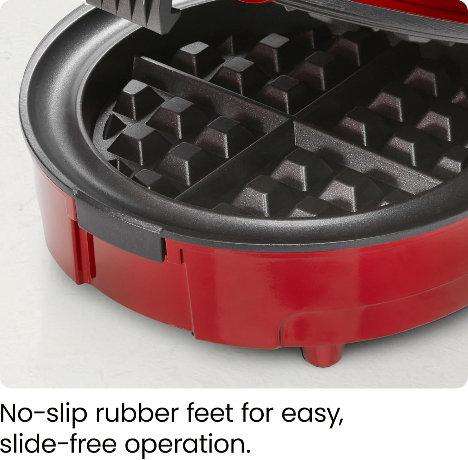 Chefman Anti-Overflow Belgian Waffle Maker w/Shade Selector, Temperature Control, Mess Free Moat, Round Iron w/Nonstick Plates & Cool Touch Handle, Measuring Cup Included, Black