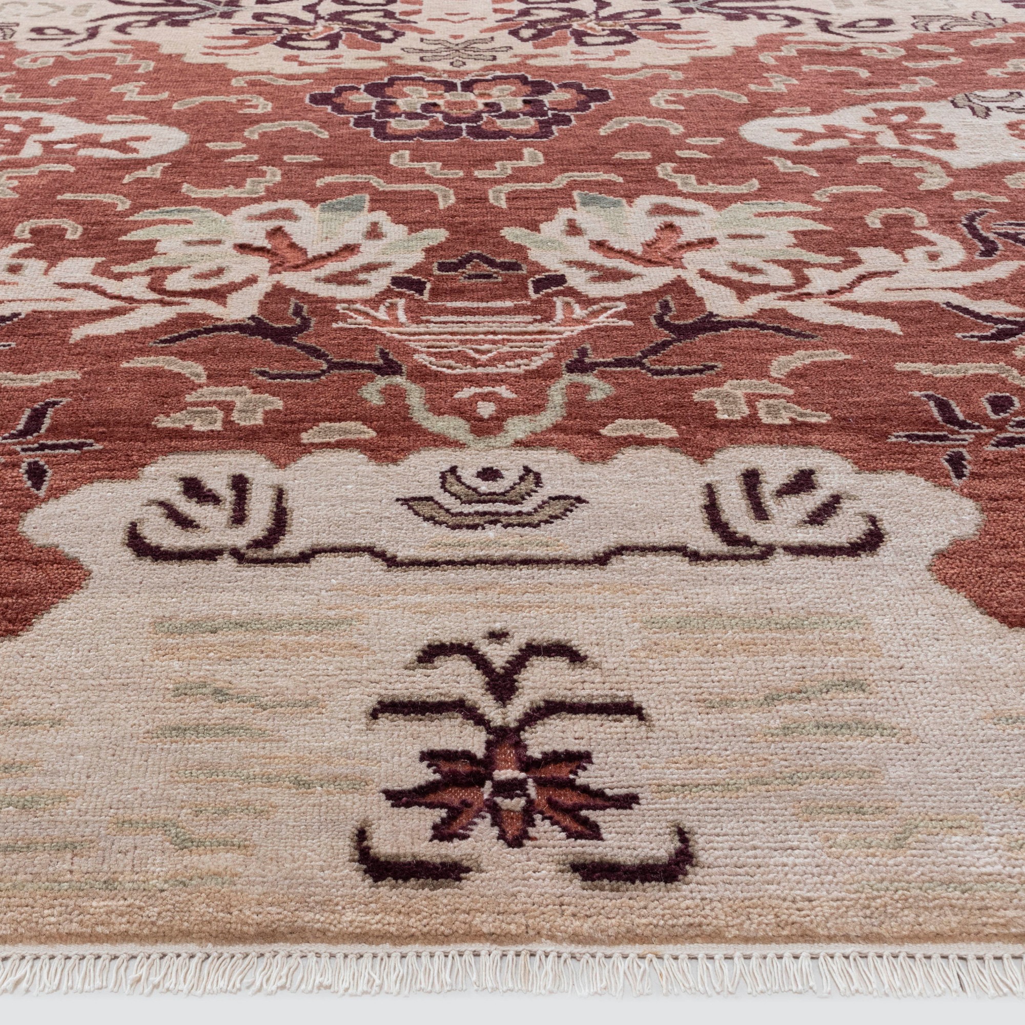 Tibetan Cloud Hand Knotted Rug, Henna