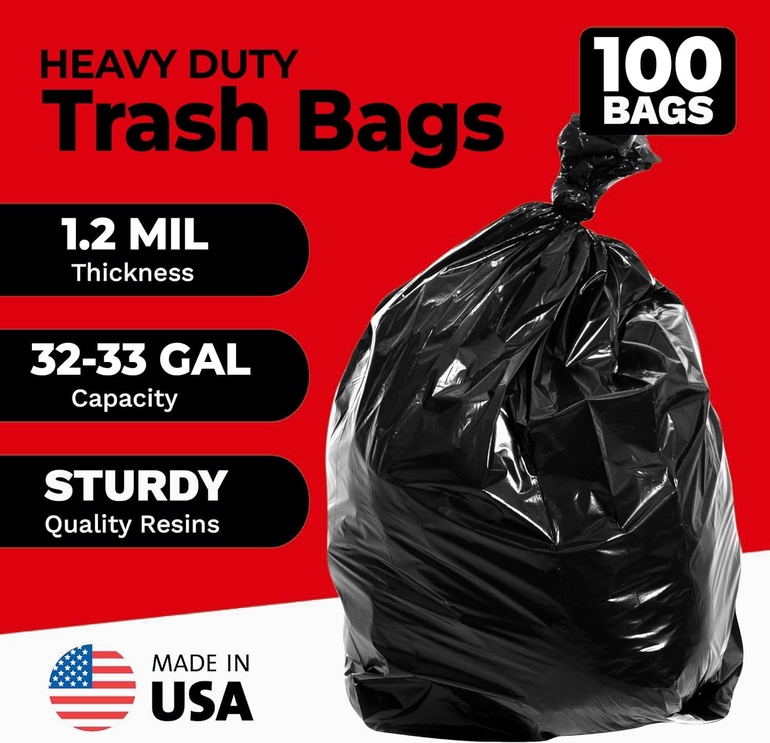 ToughBag 30-33 Gallon Trash Bags, 32 x 38