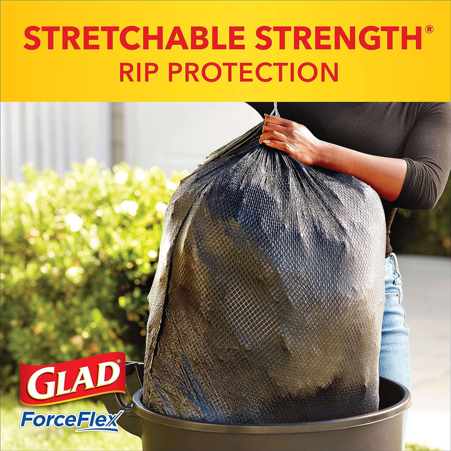 Glad Large Drawstring Trash Bags, ForceFlex 30 Gallon Black Trash Bags, 50 Count (Package May Vary)