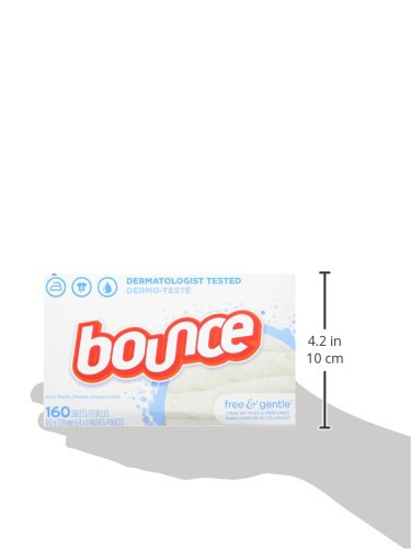 Bounce Free & Gentle Dryer Sheets, 240 Sheets, Unscented Fabric Softener Sheets, Hypoallergenic and Dermatologist Tested