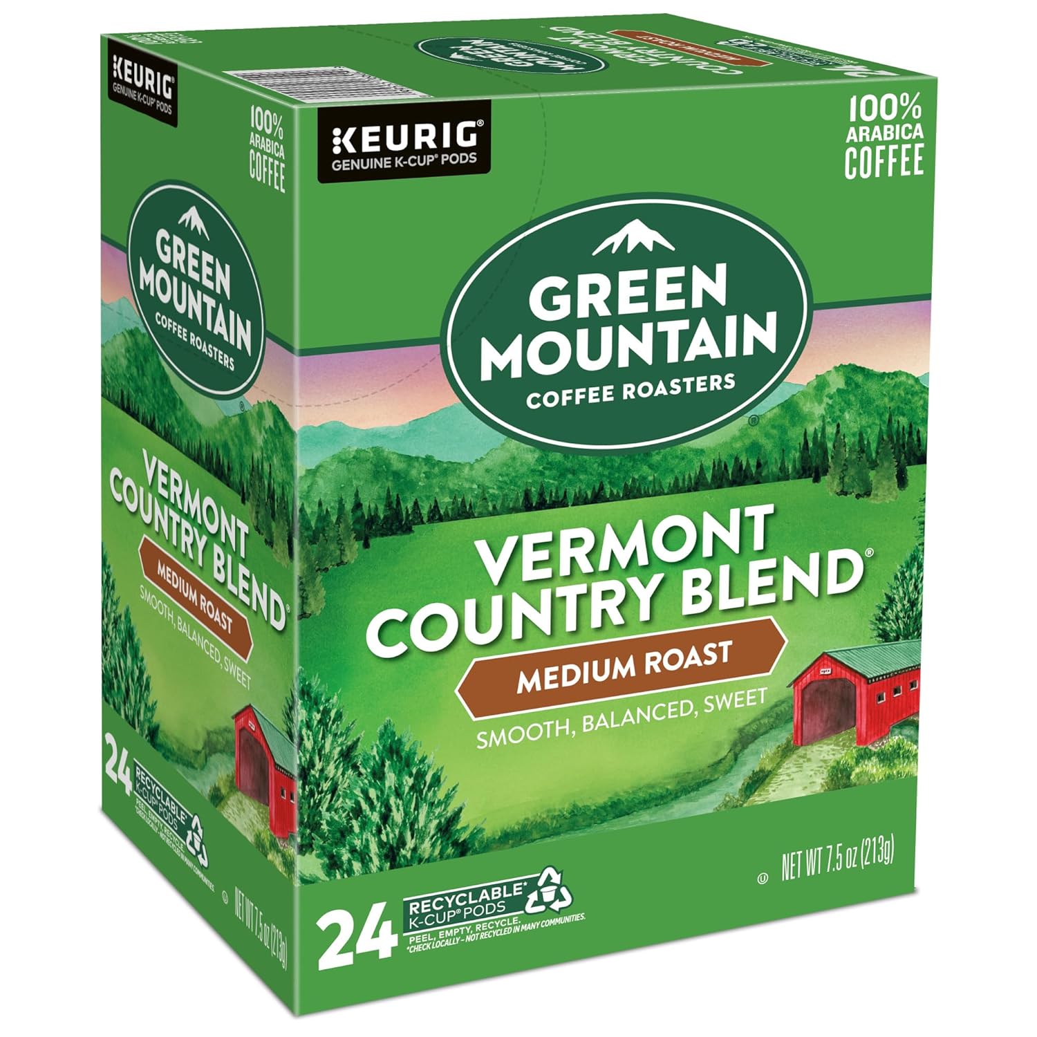 Green Mountain Coffee Roasters Half Caff Keurig Single-Serve K-Cup pods, Medium Roast Coffee, 72 Count (6 Packs of 12)