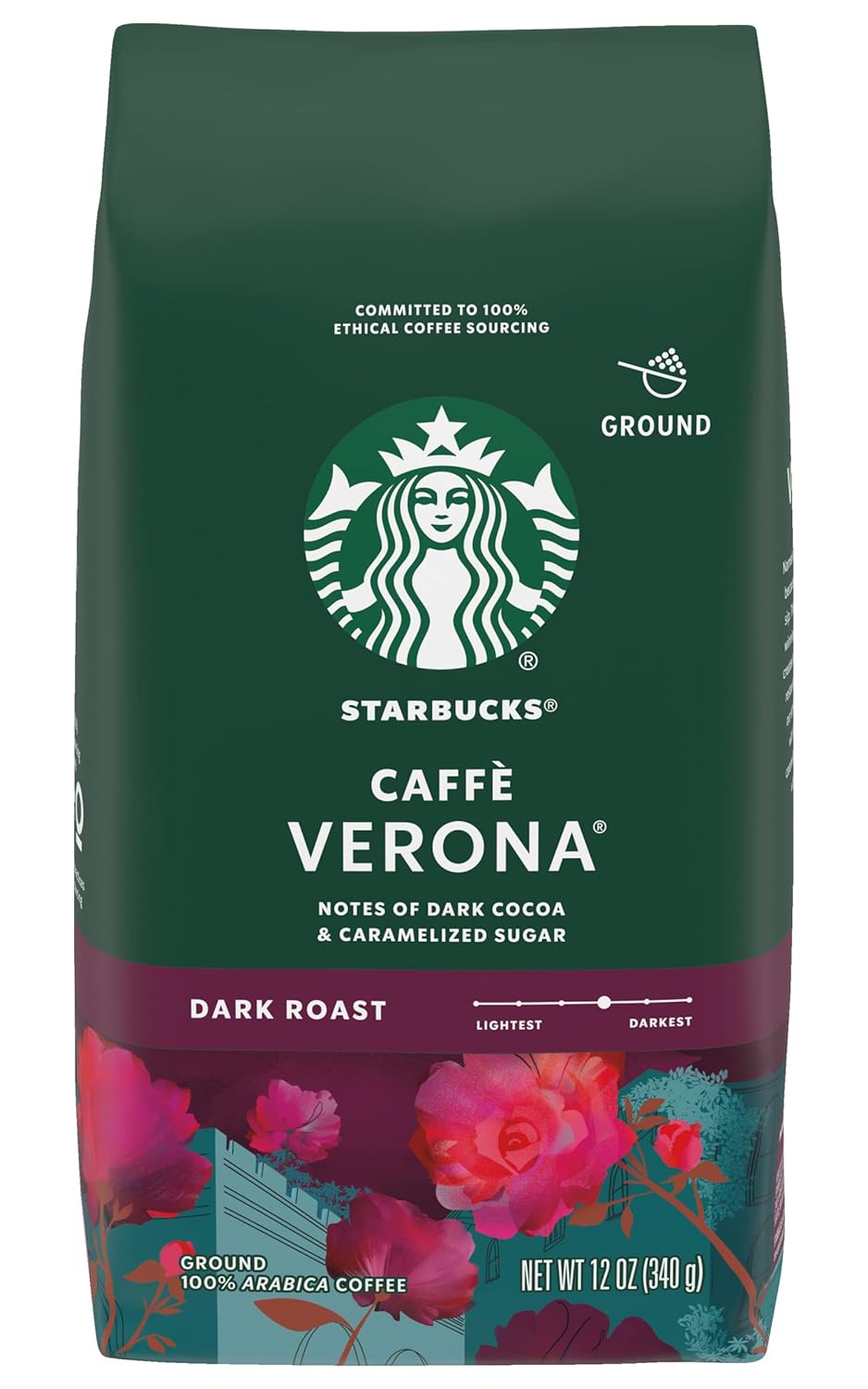 Starbucks Ground Coffee, Dark Roast Coffee, Caffè Verona, 100% Arabica, 1 bag (28 oz)