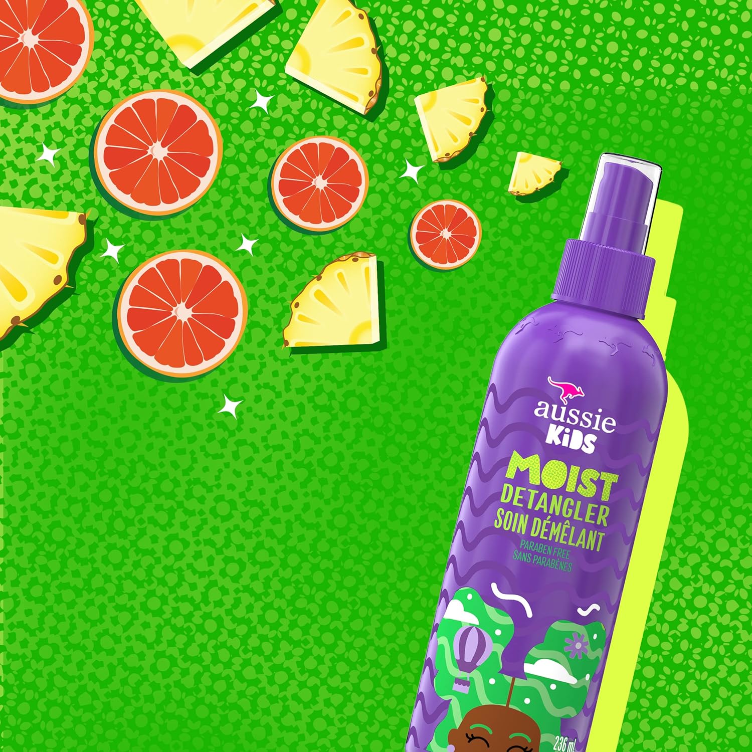 Aussie Kids Moist Detangler Spray, Sulfate & Paraben Free, Moisturizing & Tangle-Free Hair Care for Kids, Cruelty-Free, 8 Fl Oz Each, 3 Pack