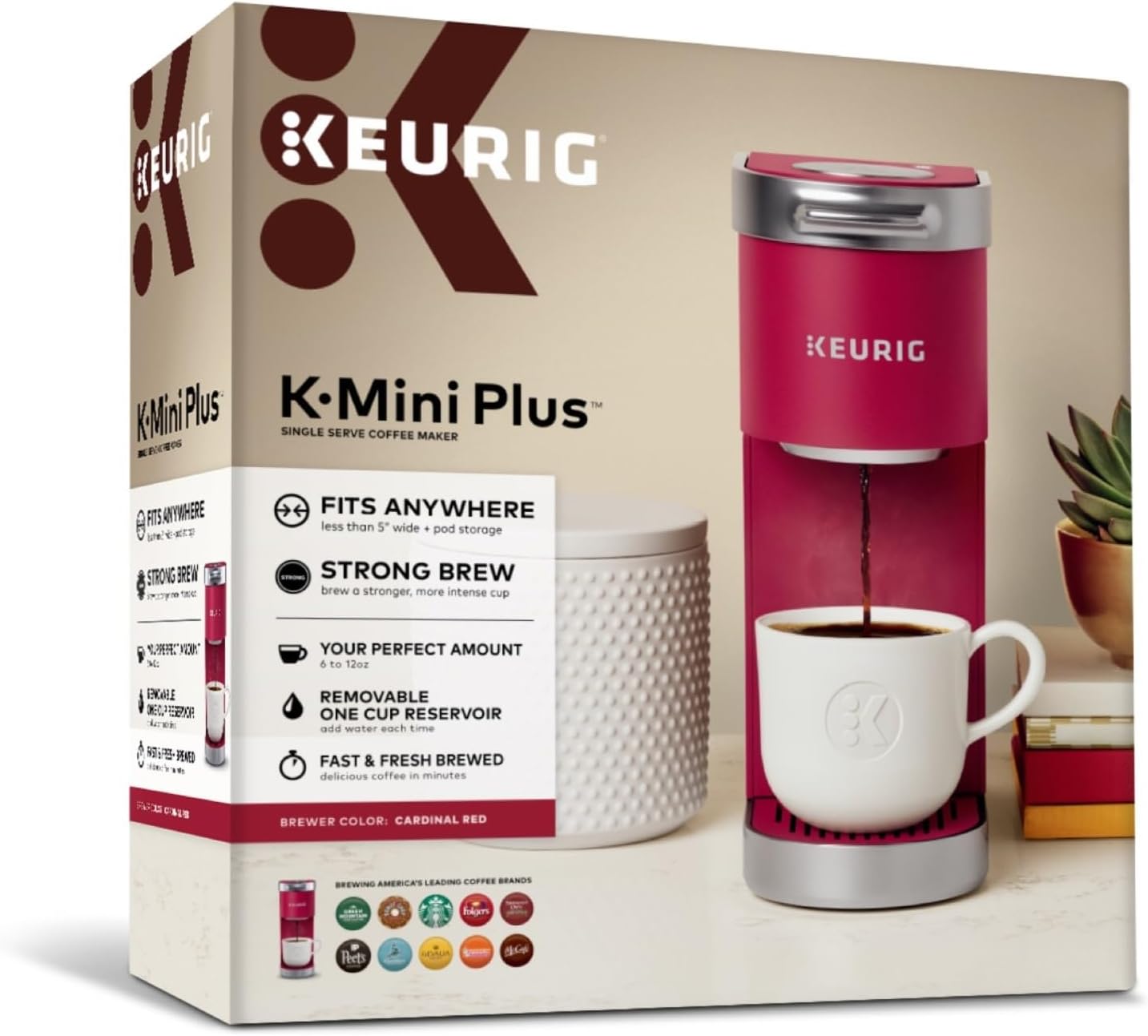 Keurig K-Mini Plus Single Serve K-Cup Pod Coffee Maker, with 6 to 12oz Brew Size, Stores up to 9 K-Cup Pods, Travel Mug Friendly, Matte Black