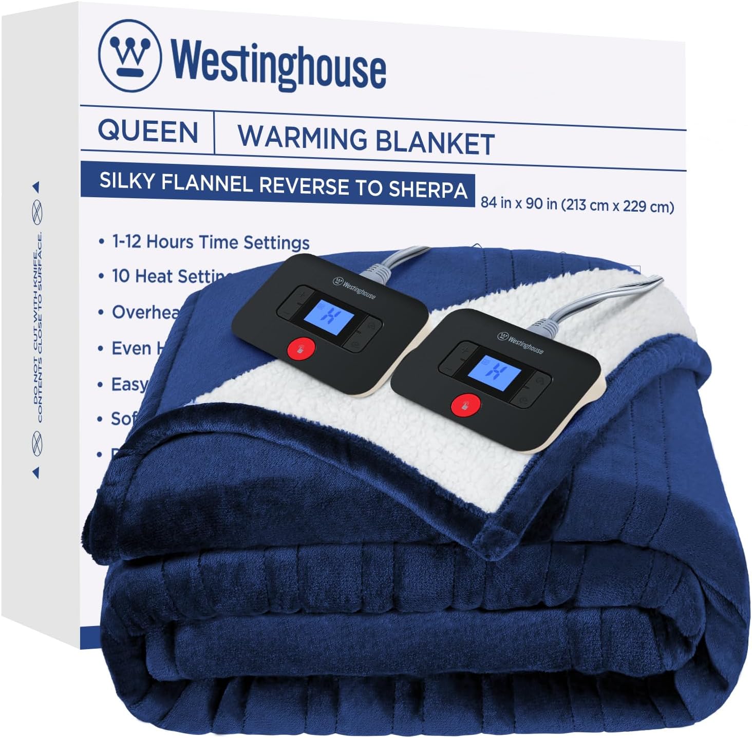 Westinghouse Heated Throw Blanket, Electric Blanket Throw with 6 Heating Levels and 2-10 Hours Time Settings, Flannel to Sherpa Super Cozy Heated Blanket Machine Washable, 50x60 inch, Charcoal
