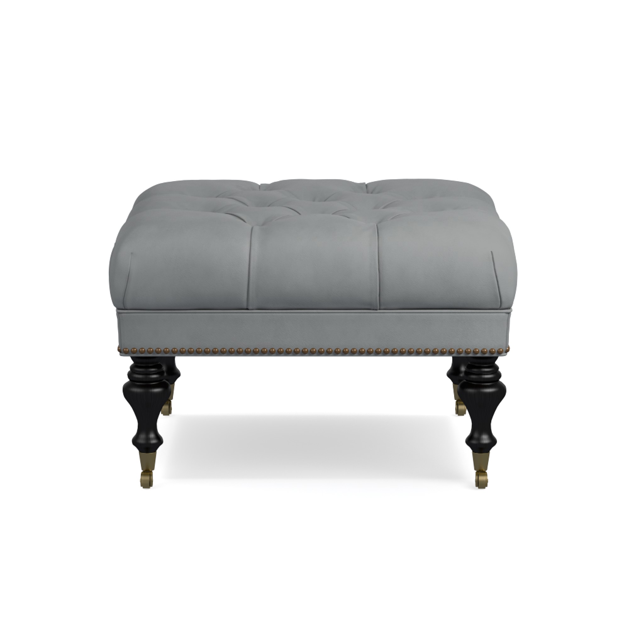 Fairfax Square Ottoman, Turned Leg with Tufted Top (26