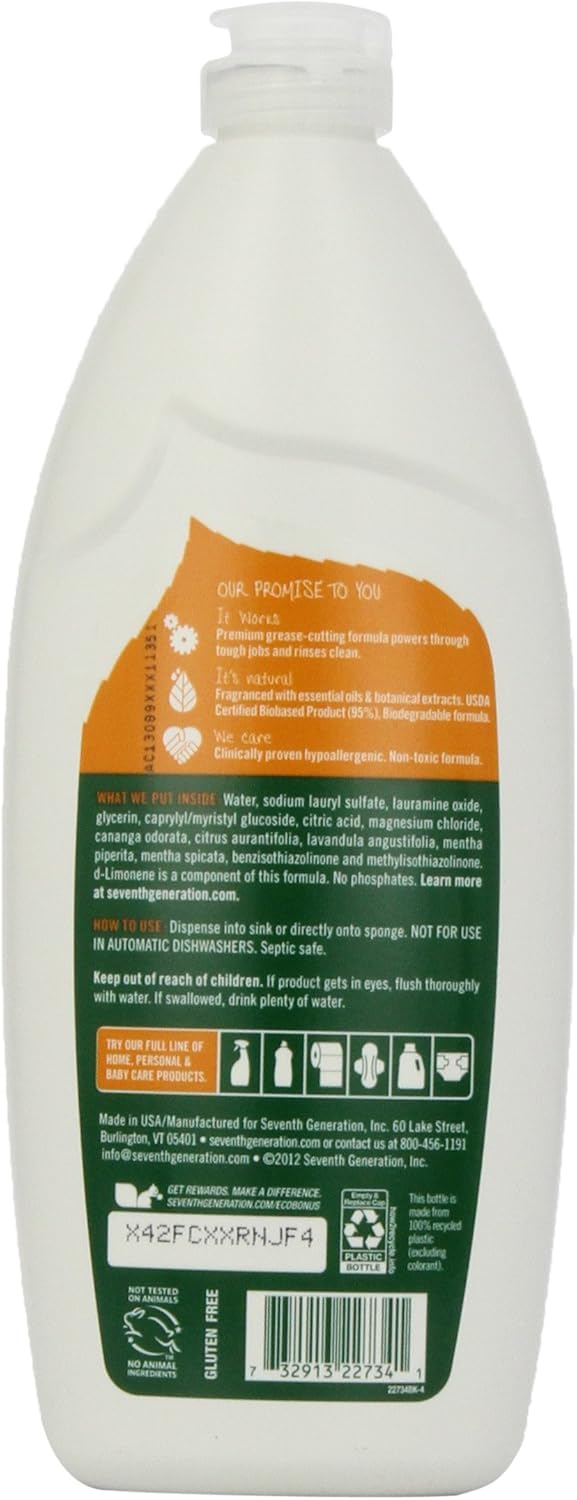 Seventh Generation Dish Liquid Soap Free & Clear liquid soap Pack of 6 Dishwashing Soap Dish Soap for sensitive skin 19 oz