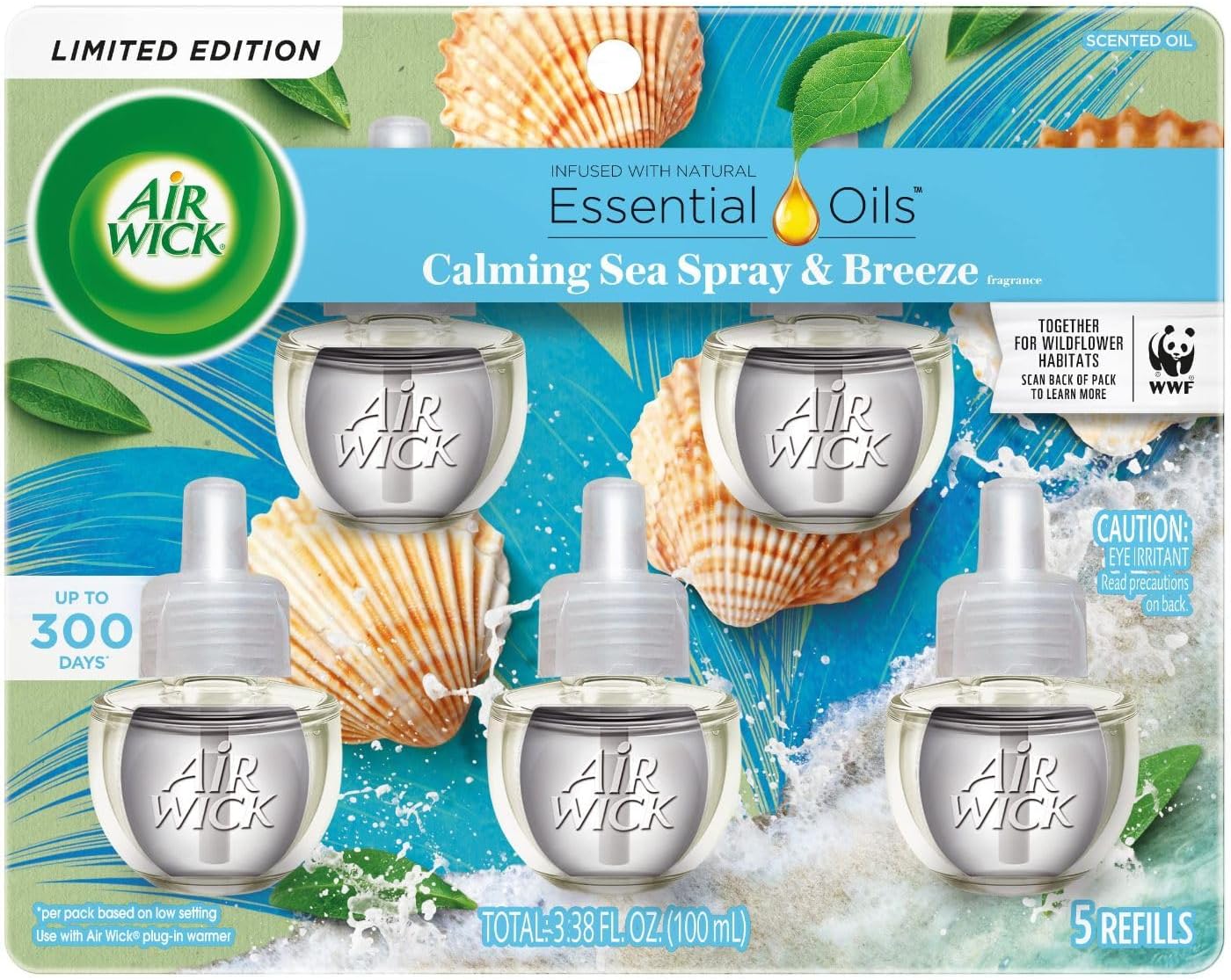 Air Wick Plug in Scented Oil Refill, 5 ct, Fresh Watermelon & Berries, Air Freshener, Essential Oils, Spring Collection