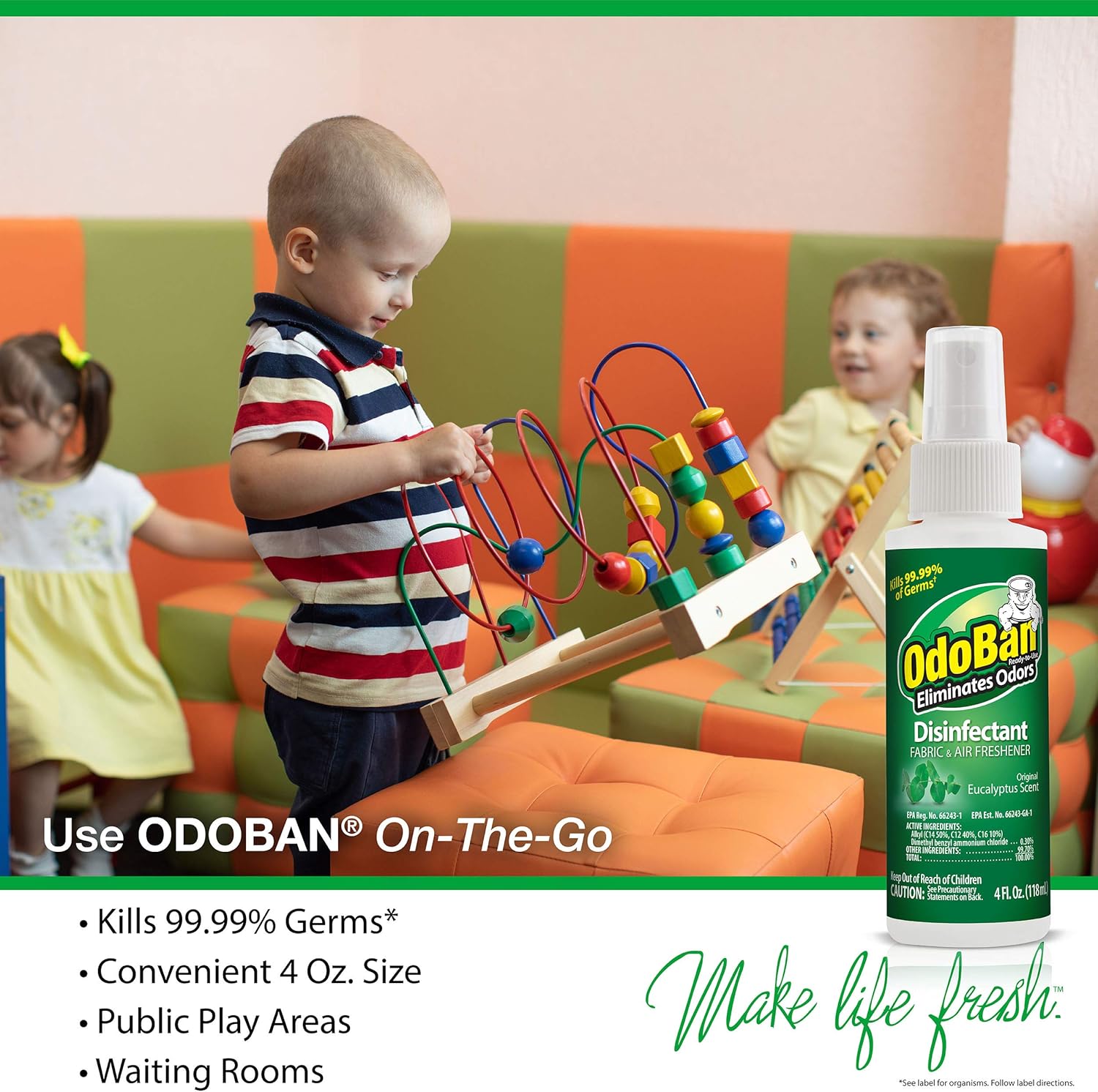 OdoBan Disinfectant Concentrate and Odor Eliminator, 2 Gallons, Cotton Breeze Scent