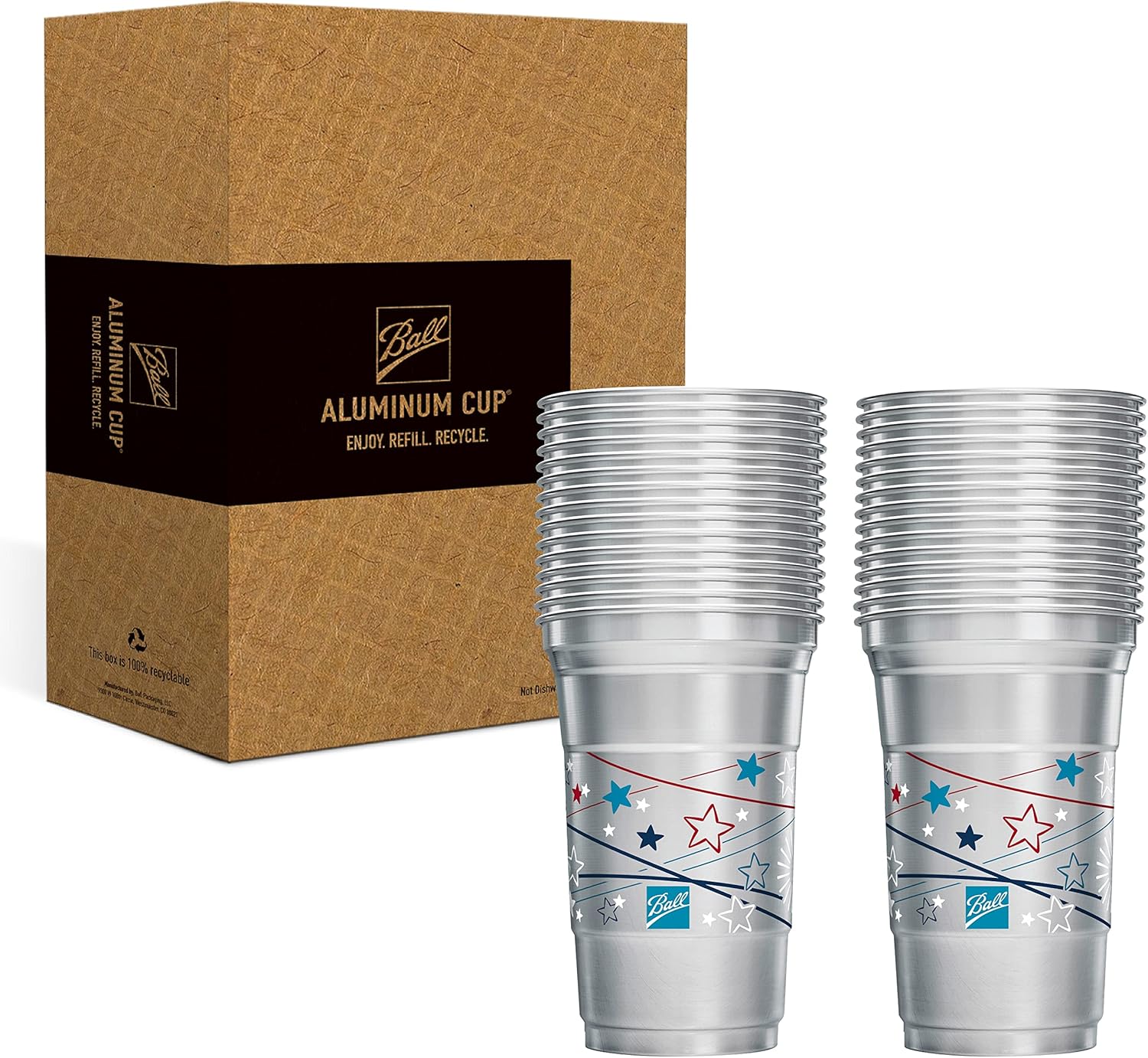 Ball Aluminum Cup Recyclable Party Cups, 20 oz. Cup, 30 Cups Per Pack