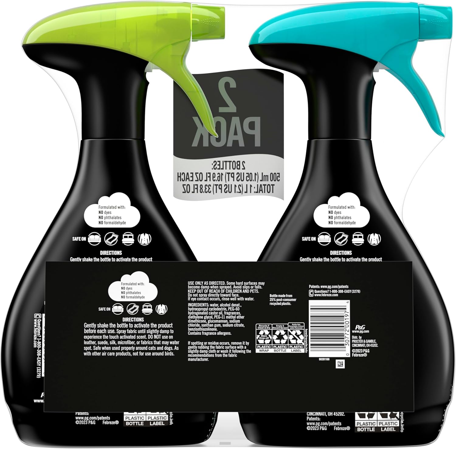 Febreze Unstopables Touch Fabric Spray and Odor Fighter, Fresh & Breeze, 16.9 oz, Pack of 2