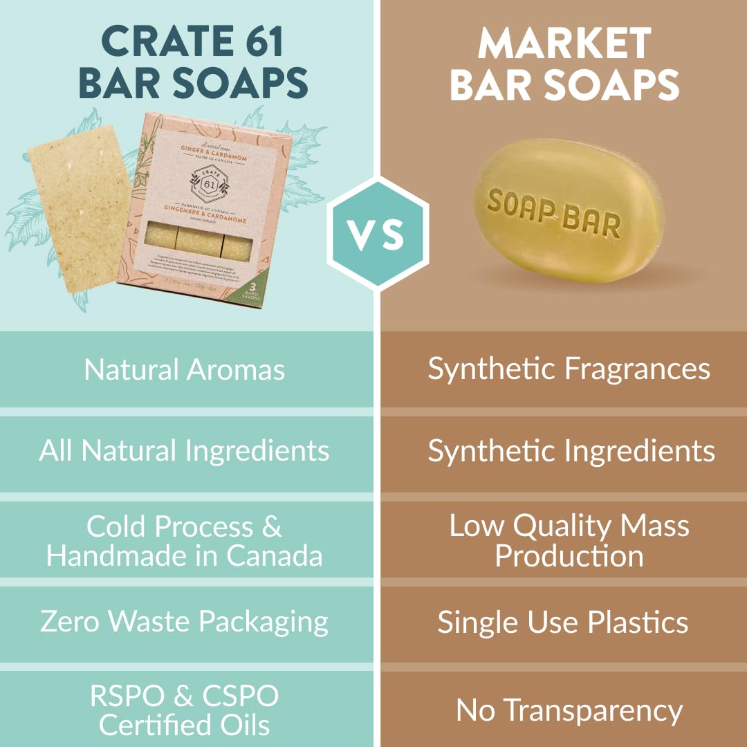 Handmade Vegan Natural Bar Soap Cold Pressed For Face And Body, With Premium Essential Oils, Eucalyptus & Peppermint For Men And Women 3 Pack (Lavender)