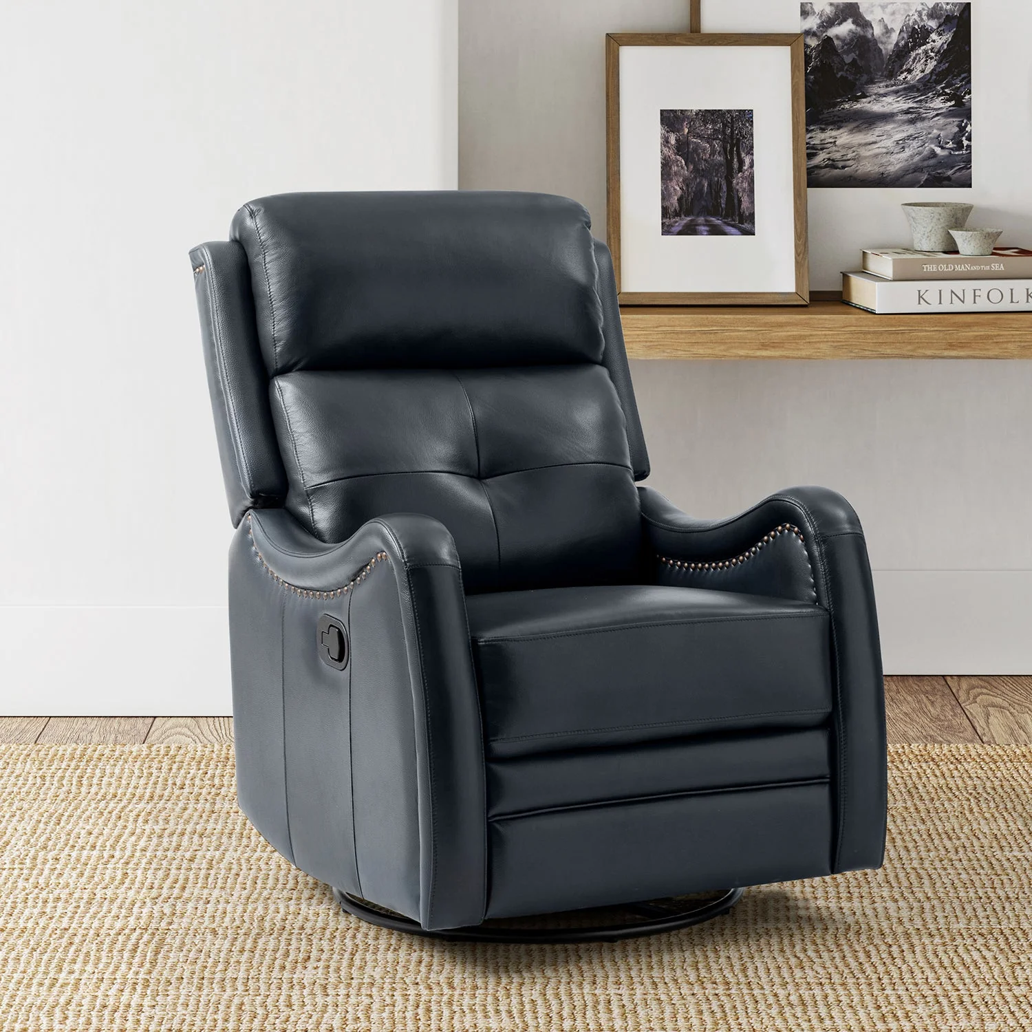 Amelia Genuine Leather Swivel Rocker Recliner