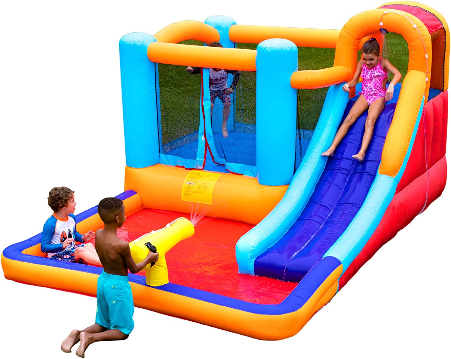 Double Water Slide with Climbing Wall 6.5x13x11 FT Inflatable Double Water Slide