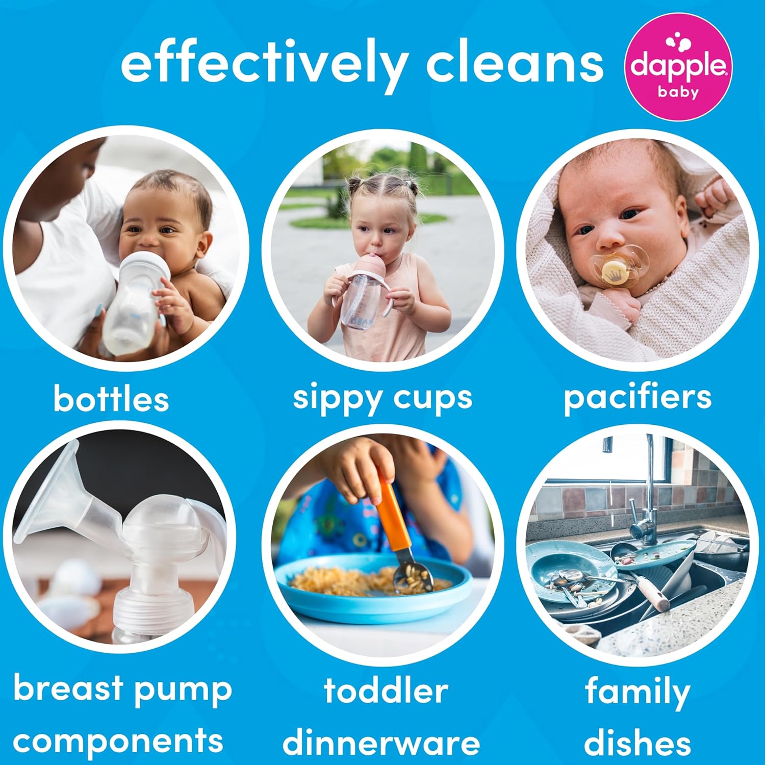 Dapple Baby Bottle Soap, Hypoallergenic Dish Soap for Baby Bottles, Powered by Plants, 1 Pump Included, Packaging May Vary, Fragrance Free, 16.9 Fl Oz (Pack of 3)