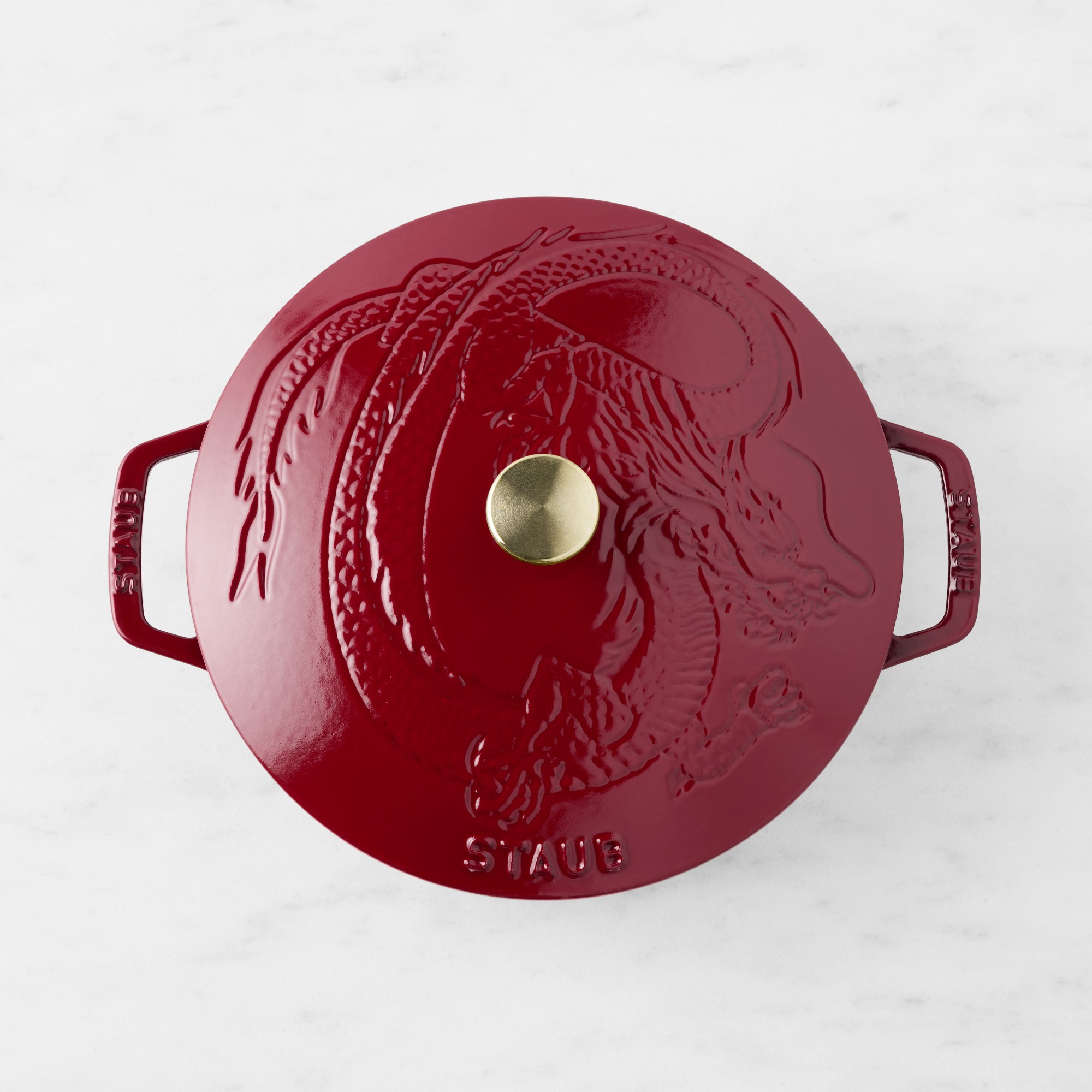 Staub Enameled Cast Iron Braiser with Dragon Lid, 2 1/2-Qt., Cranberry