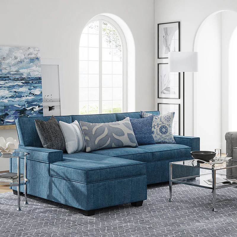 Sendera Upholstered Pull Out Sleeper Sofa & Chaise with Storage (Right)