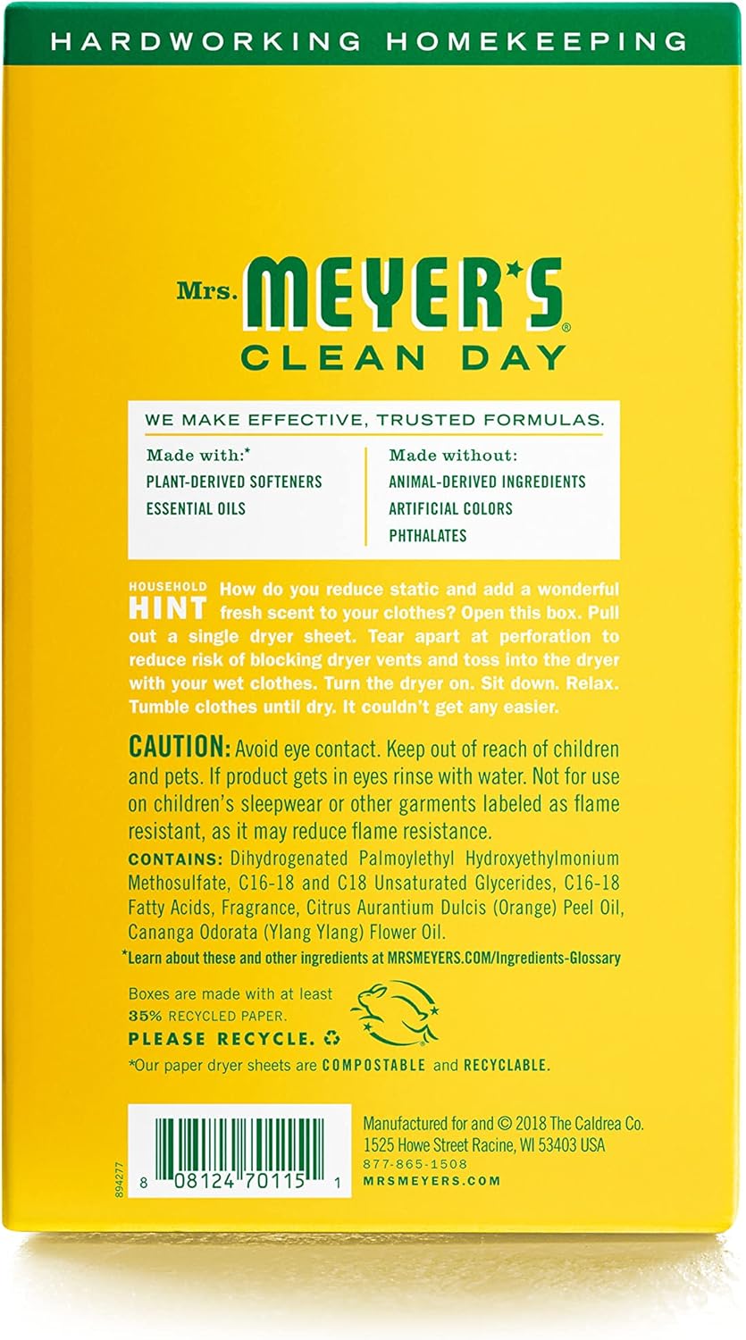 MRS. MEYER'S CLEAN DAY Dryer Sheets, Lavender, 80 ct