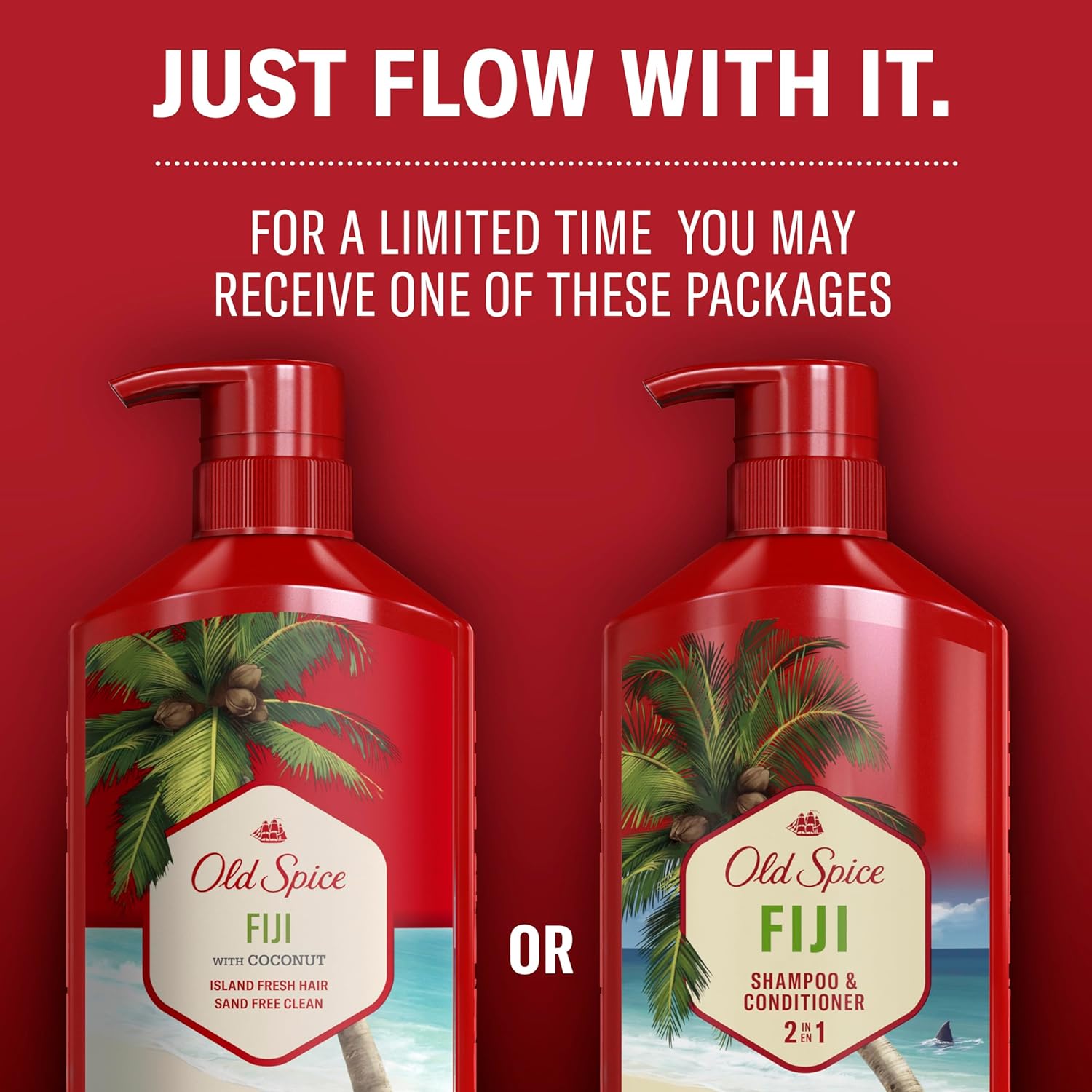 Old Spice Fiji 2-in-1 Shampoo and Conditioner Set for Men, Coconut & Tropical Wood Scent, Get Up To 80% Fuller-Looking Hair, Barbershop Quality, Fresh & Clean Hair, 21.9 Fl Oz Each, 2 Pack
