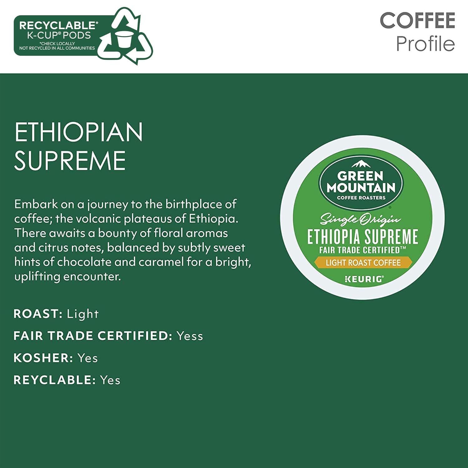 Green Mountain Coffee Roasters Breakfast Blend Single-Serve Keurig K-Cup Pods, Light Roast Coffee, 96 Count