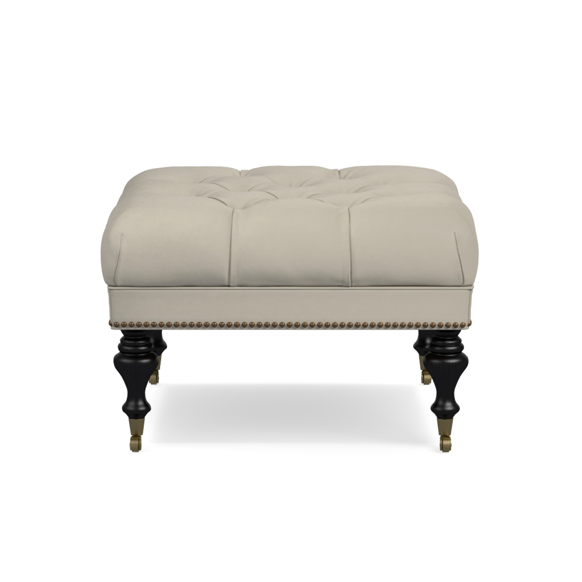 Fairfax Square Ottoman, Turned Leg with Tufted Top (26