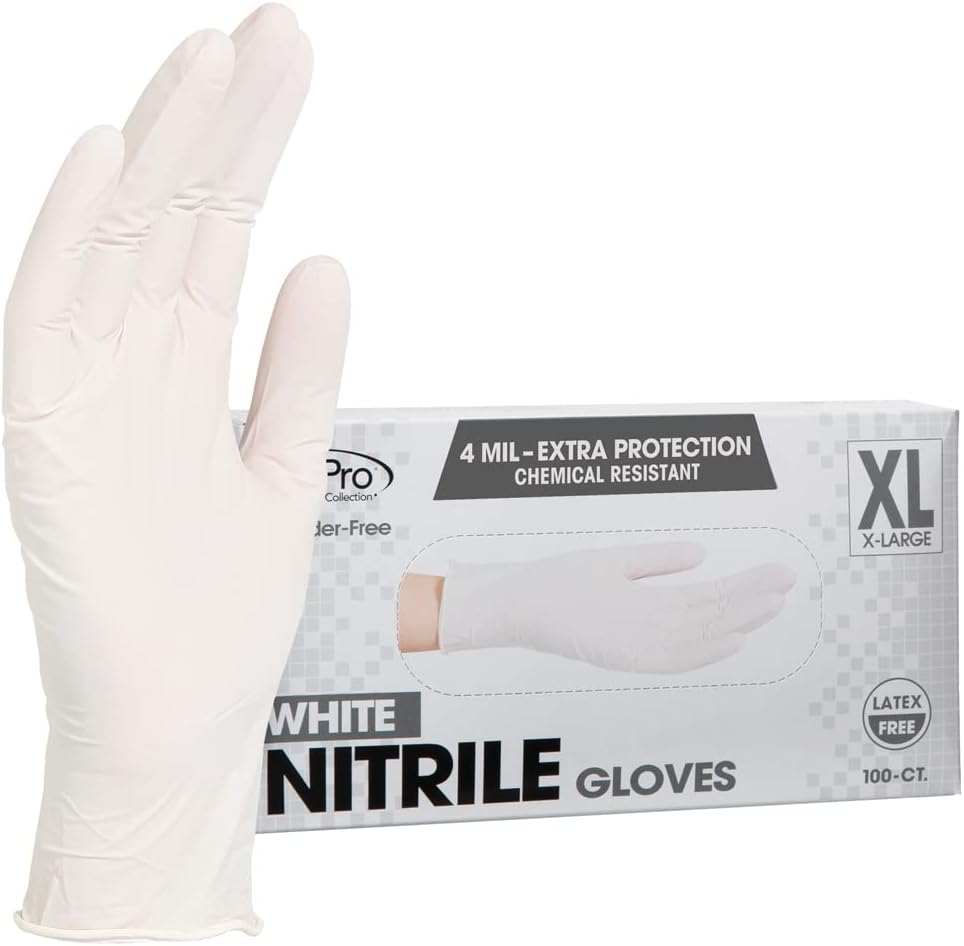 ForPro Professional Collection Disposable Nitrile Gloves, Chemical Resistant, Powder-Free, Latex-Free, Non-Sterile, Food Safe, 4 Mil, Black, Large, 100-Count