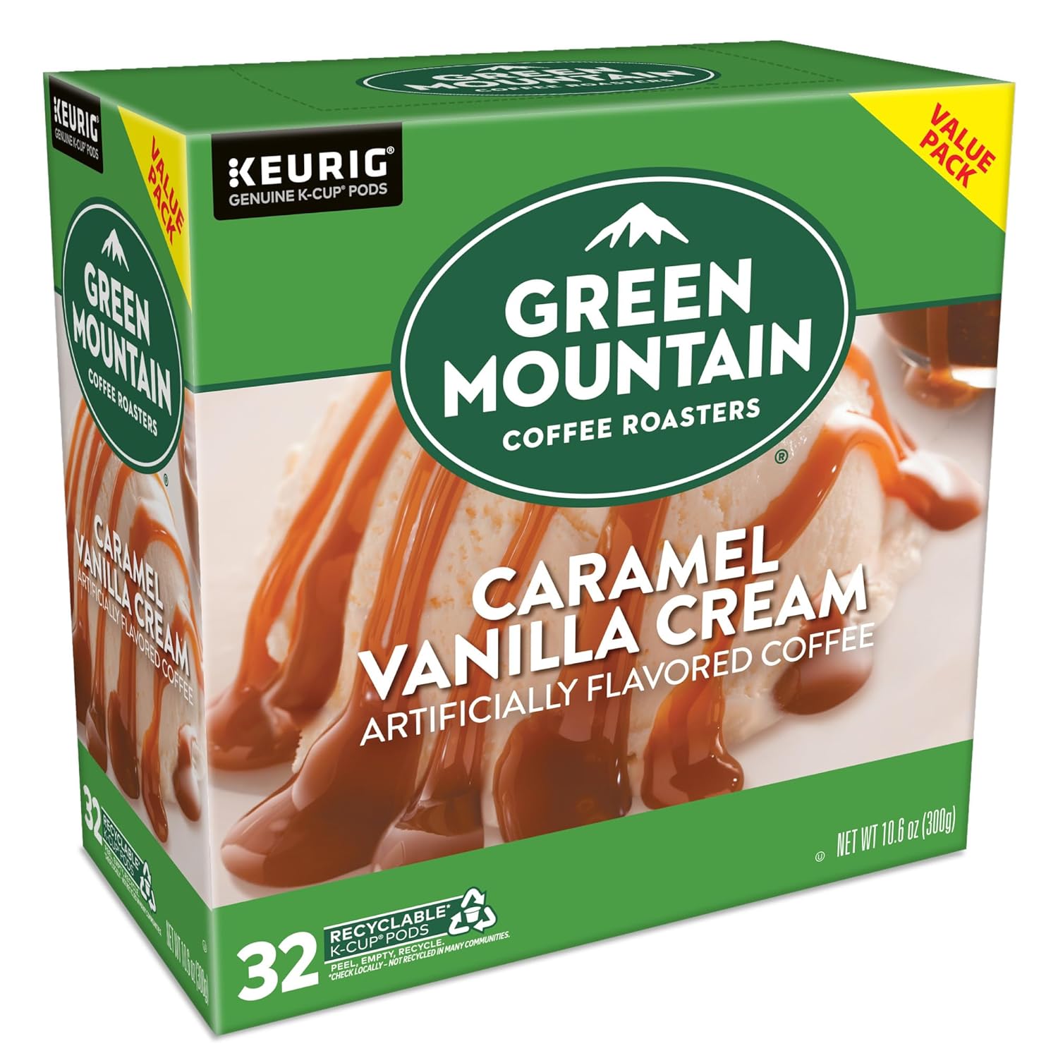 Green Mountain Coffee Roasters Caramel Vanilla Cream Keurig Single-Serve K-Cup pods, Light Roast Coffee, 72 Count (6 Packs of 12)