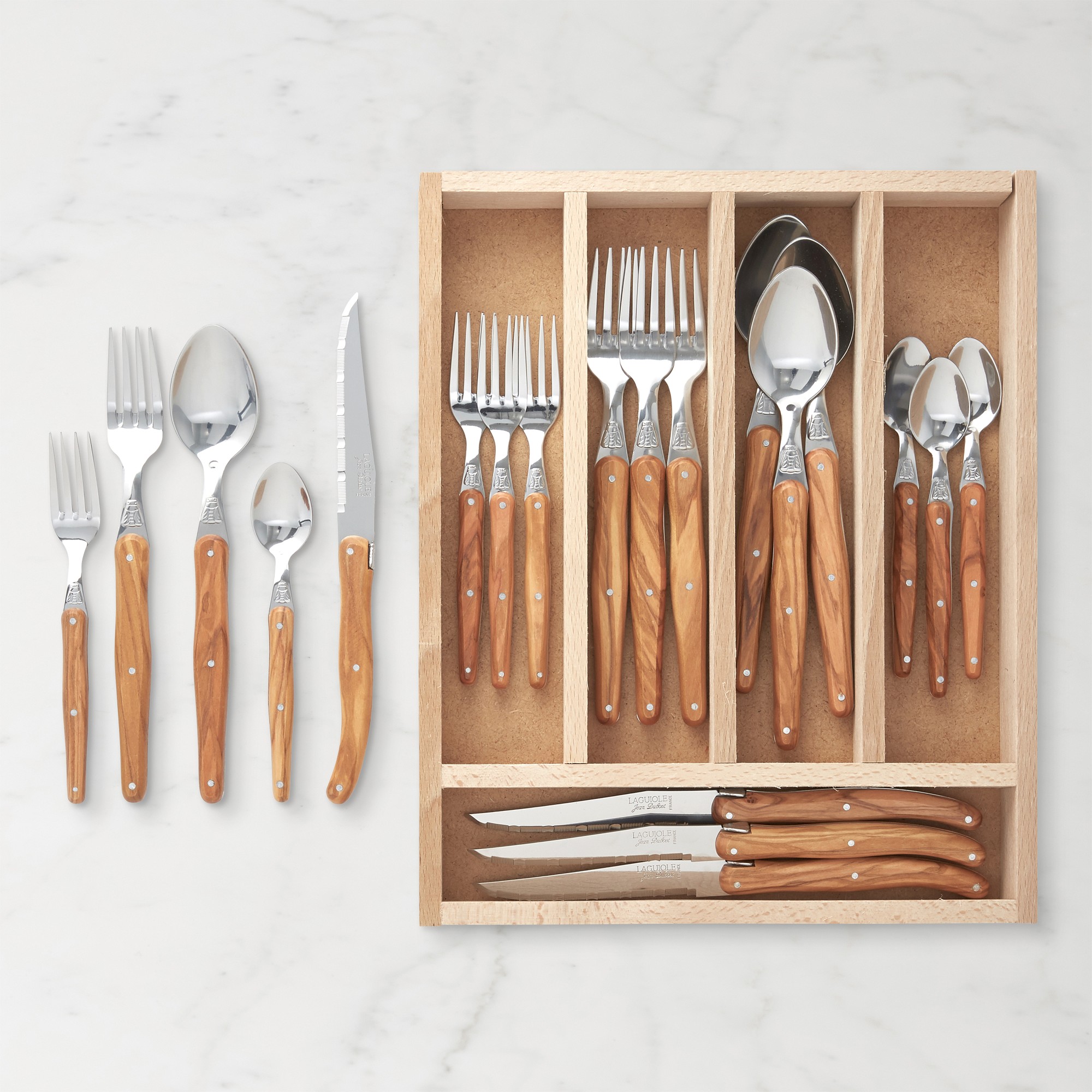 Jean Dubost Laguiole Olivewood Flatware Sets