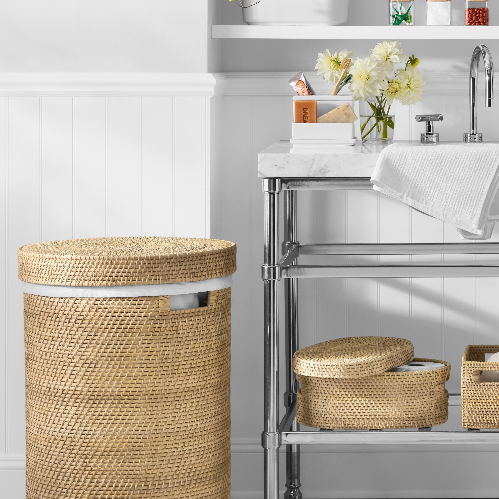 Hold Everything Rattan Laundry Baskets