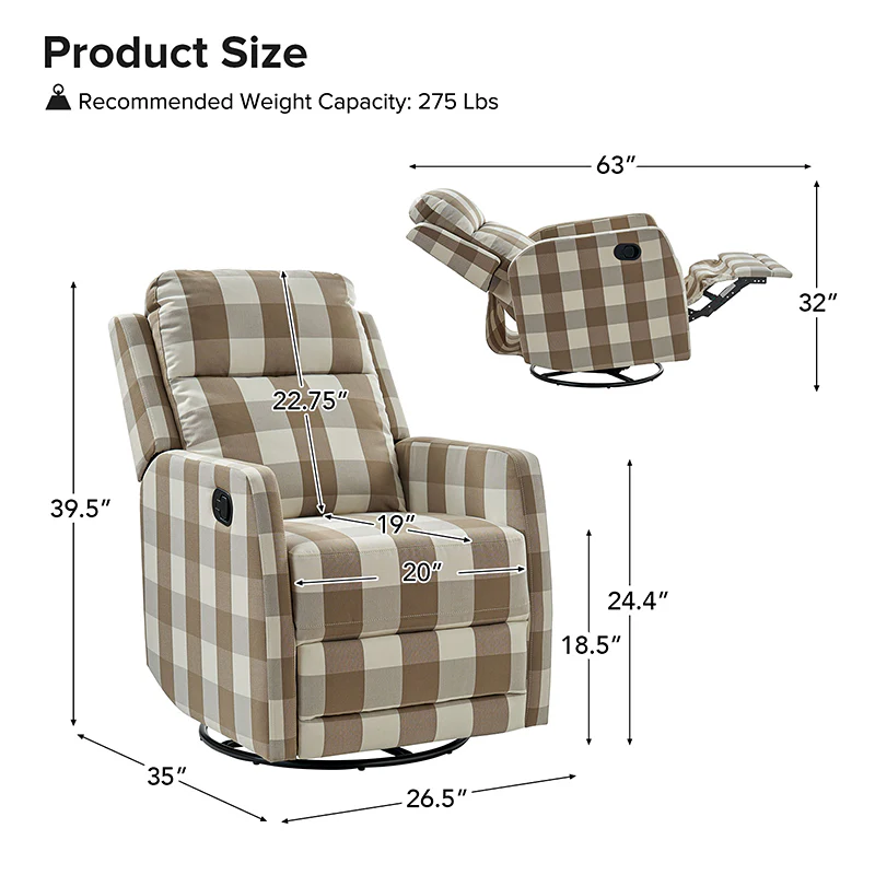 Flora Swivel Rocker Recliner with Comfort and flexibility