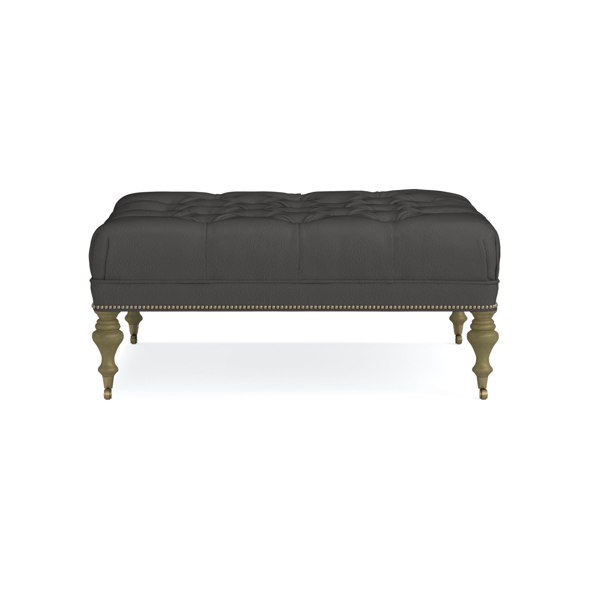 Fairfax Square Ottoman, Turned Leg with Tufted Top (26
