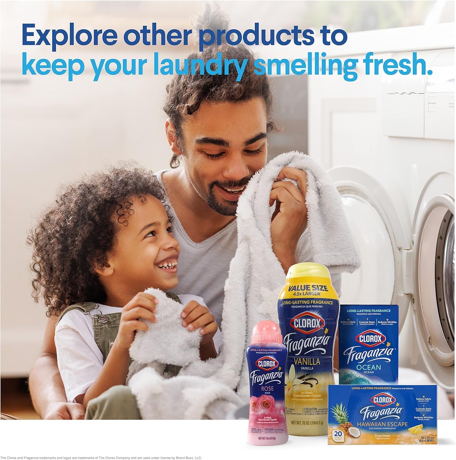 Clorox Fraganzia In-Wash Scent Booster Crystals in Ocean Scent, 18 Oz Twin Pack | Laundry Scent Booster Crystals | In-wash Scent Booster for Fresh Laundry in Ocean Scent 18 Ounce Twin Pack, 36oz