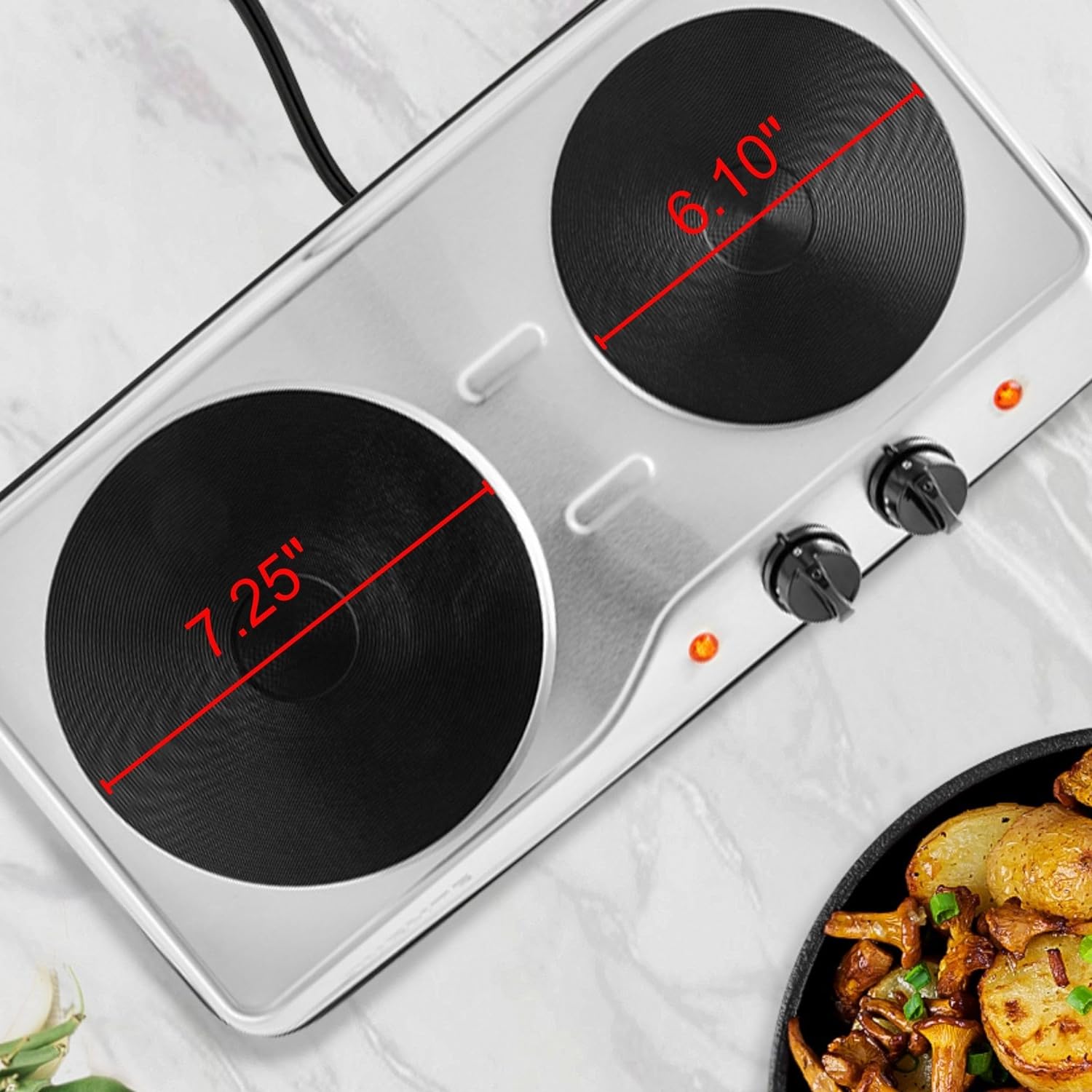 OVENTE Electric Countertop Double Burner, 1700W Cooktop with 7.25
